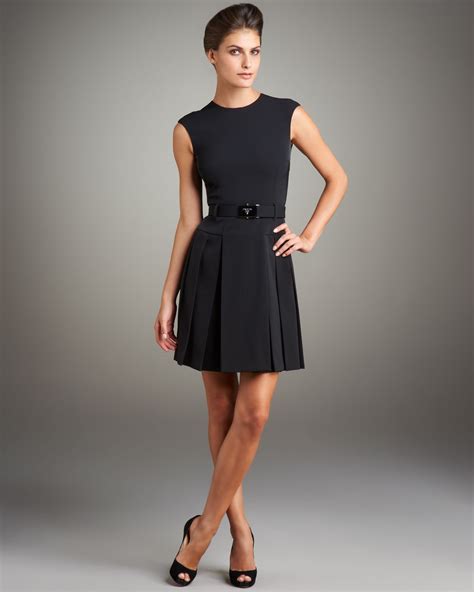 prada black dresses|Prada pleated dress.